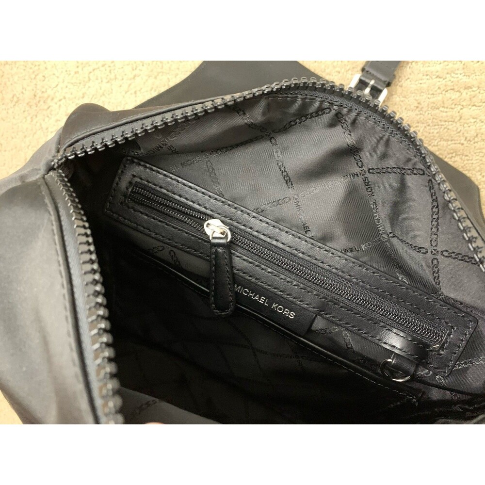 Michael Kors Olivia Studded Black Satin Pockets Punk Biker Rock Backpack - Picture 3 of 9